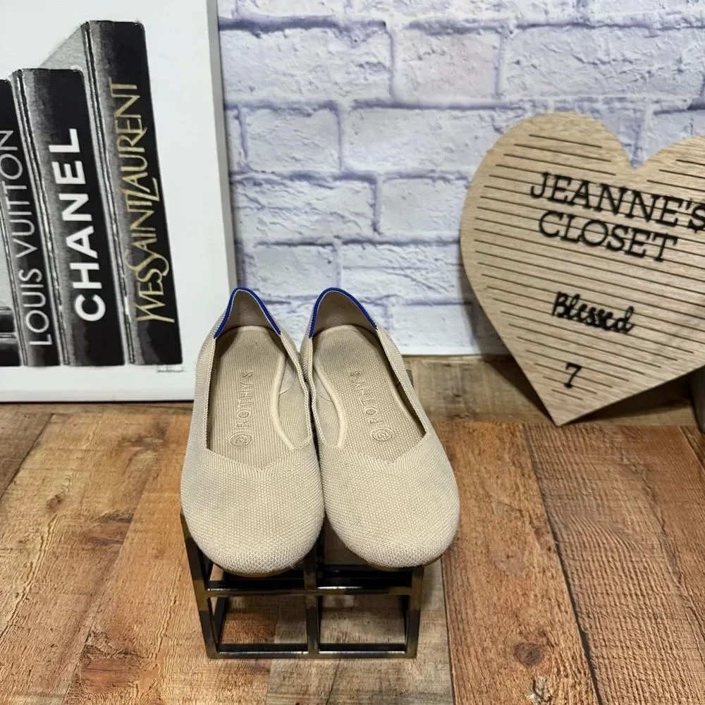 Rothy’s Retired Ecru Round Toe Fats Ballet Shoes Cream/tan  Size 6.5